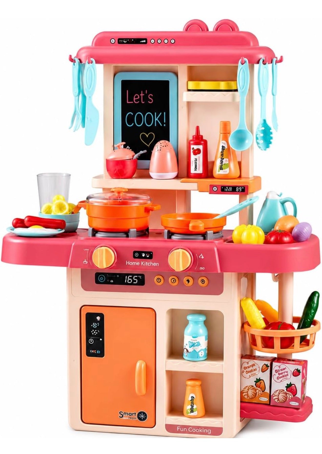Kids Kitchen Set with Running Water, Smoke, Light and Sound