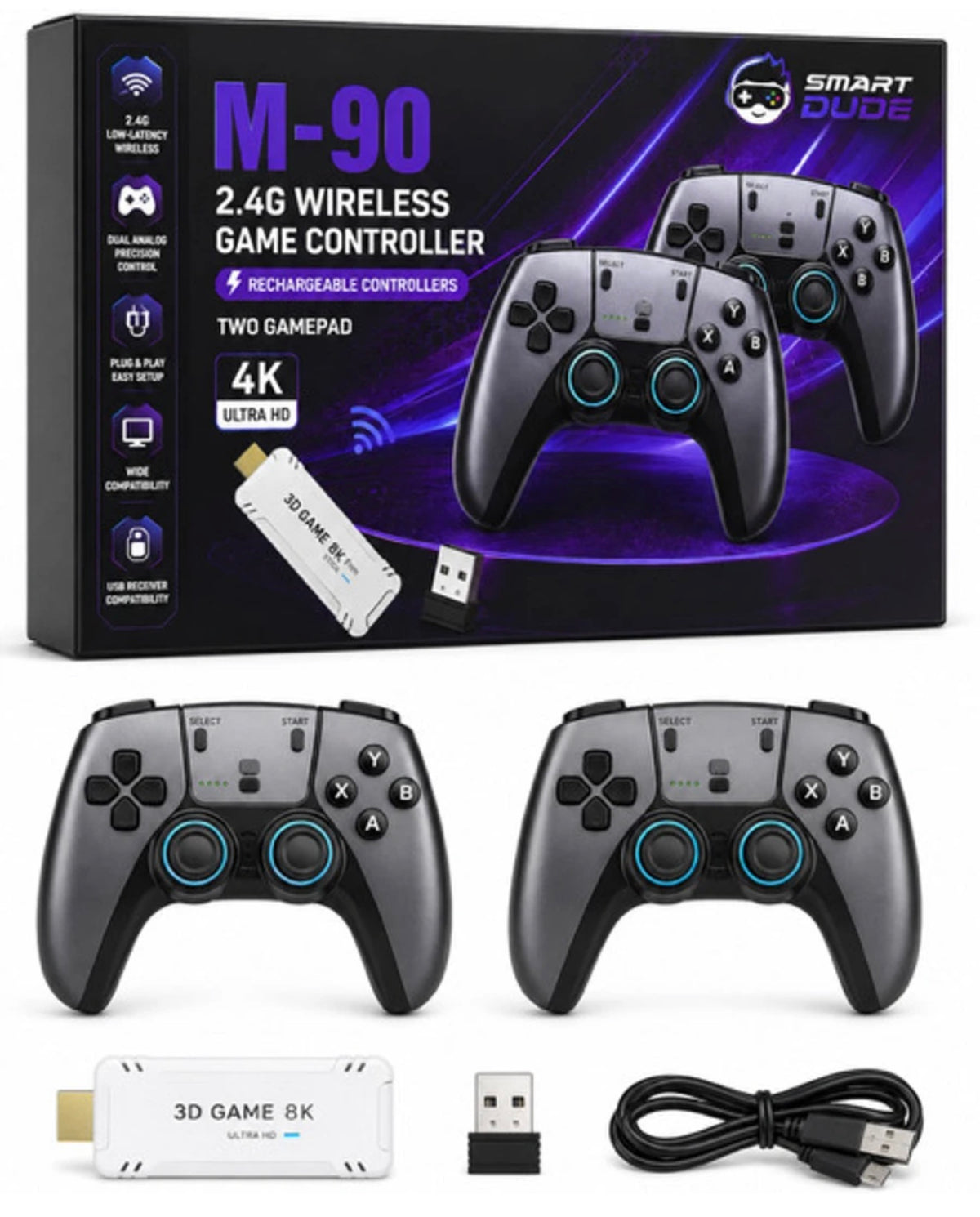M90 Gaming Stick with Rechargeable Controllers
