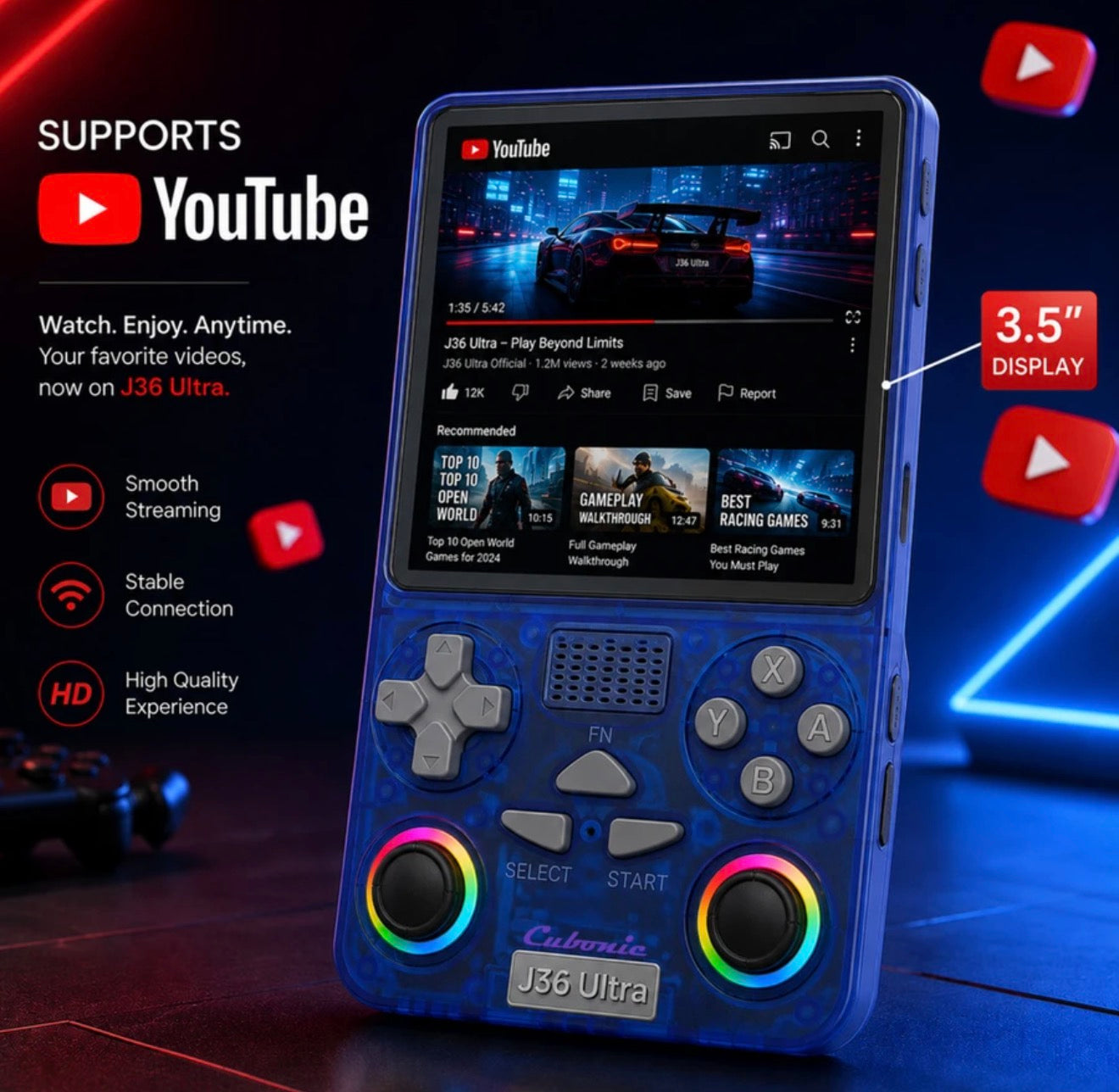 J36 Ultra Gaming Console with Youtube